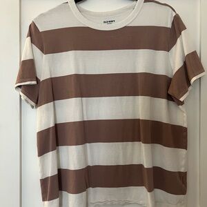 Old Navy Short Sleeve Brown and White Stripe Tee
